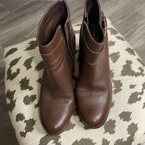 Cole Haan Grand OS brown heeled booties